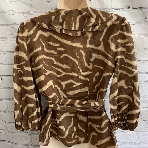 Lauren Ralph Lauren Animal Print Wrap Top Size PS - Picture 4 of 4